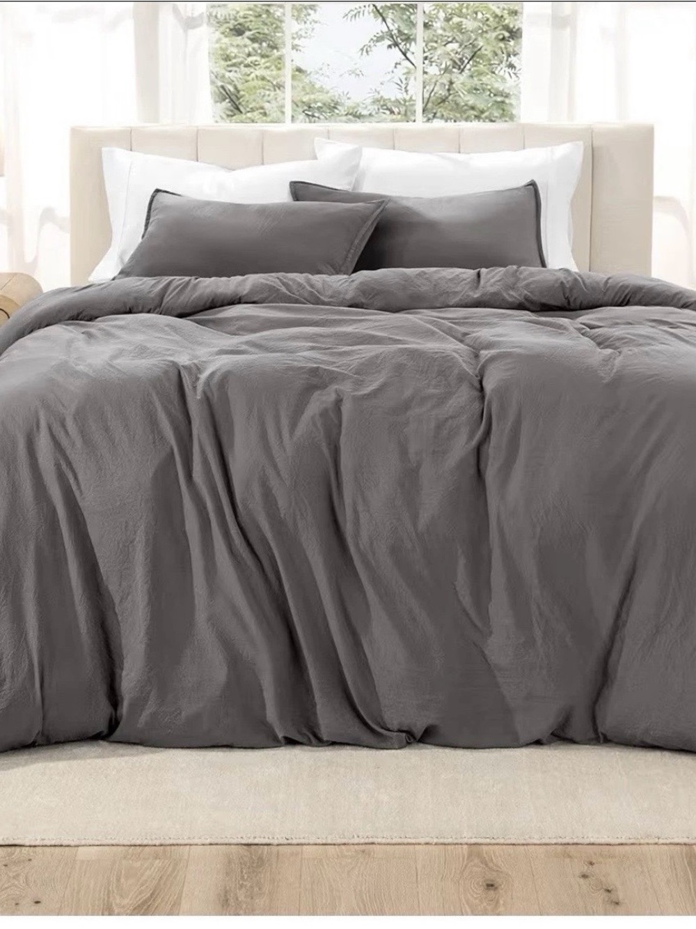 Bare Home UltraSoft Queen Gray Duvet Cover Set 3-Piece Zip w/ Shams
